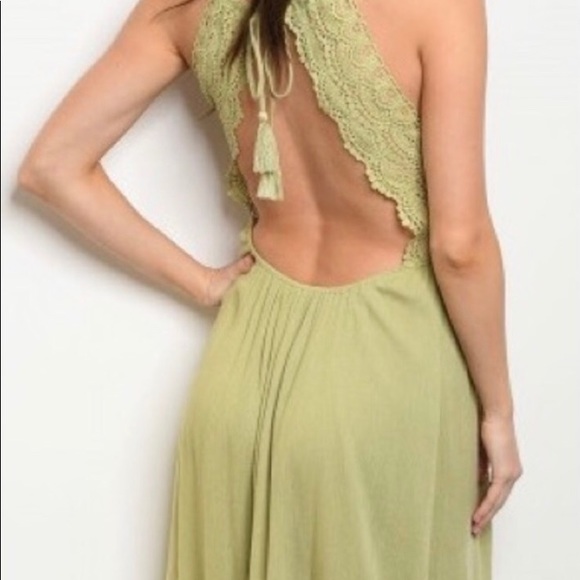 Deal Sage Green Crochet Maxi Dress - Picture 2 of 4